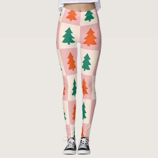 Christmas Tree Checker Pattern Women's Leggings (Voorkant)