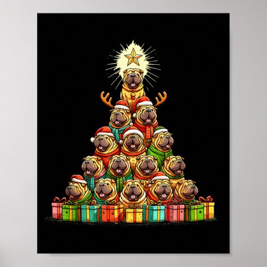 Christmas Tree Chinese Shar-pei Shar Pei  Poster (Voorkant)