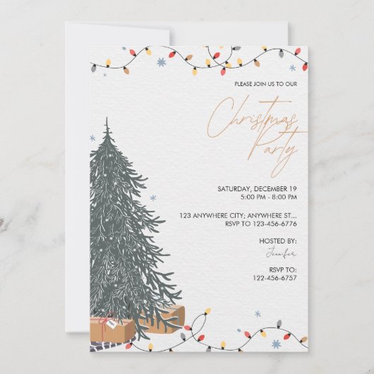 Christmas Tree Christmas Party Invitation Kaart (Voorkant)