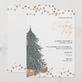 Christmas Tree Christmas Party Invitation Kaart (Voorkant / Achterkant)