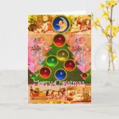 CHRISTMAS TREE, COLORFUL BALLS, ANGELS, KINDEREN KAART (Gele Bloem)