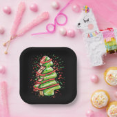 Christmas Tree Cookie Brushstroke Splatter Preppy Papieren Bordje (Feest)