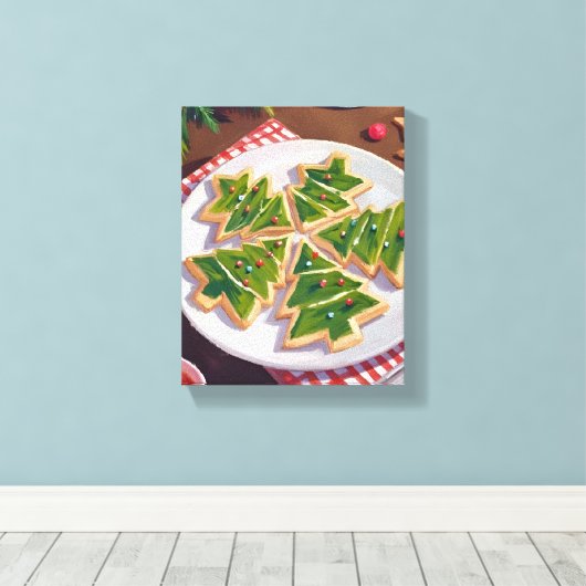 Christmas Tree Cookies Canvas Afdruk (Insitu (Houten vloer))