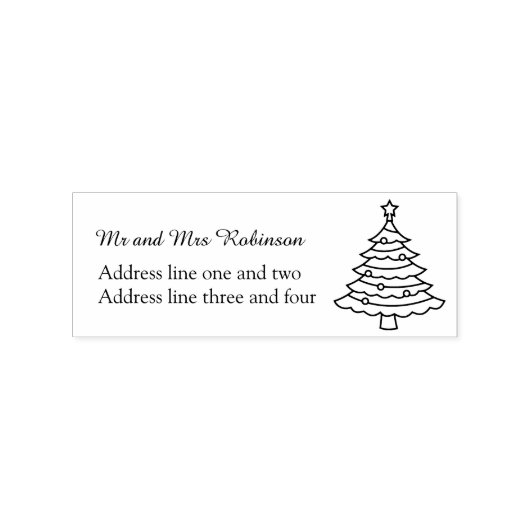 Christmas Tree Custom Return Address Rubberstempel (Gestempeld)