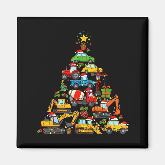 Christmas Tree Cute Construction Truck Xmas Holida Magneet (Voorkant)