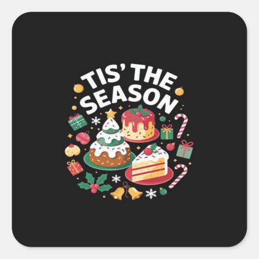 Christmas Tree Cute - Tis The Season Vierkante Sticker (Voorkant)