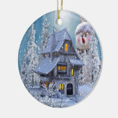 Christmas Tree Decor Winter White Snowman Blue Keramisch Ornament (Links)