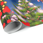 Christmas Tree Design Glossy Gift Wrapping Paper Cadeaupapier (Rol Hoek)