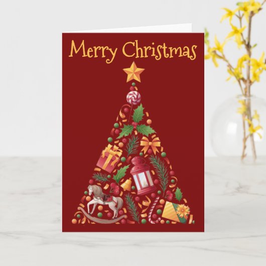 Christmas Tree design with greeting - blank Kaart (Gele Bloem)