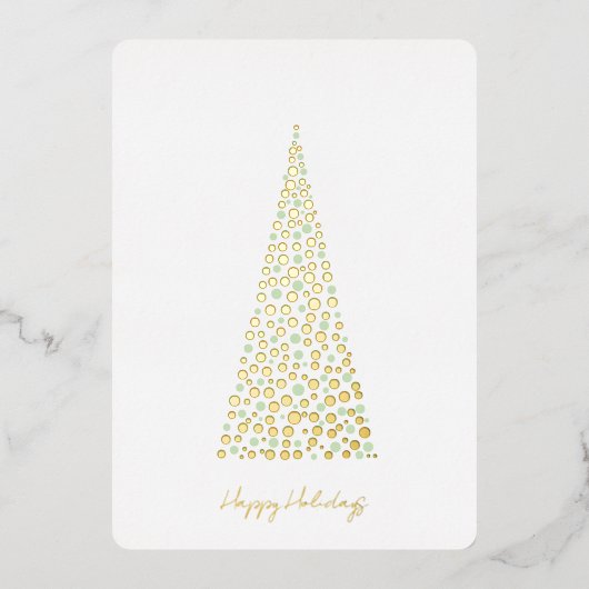 Christmas Tree Dots Folie Feestdagenkaart (Voorkant)