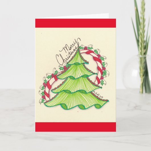 Christmas Tree Drawing Greeting Card Feestdagen Kaart (Voorkant)