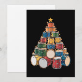 Christmas Tree Drummer Music Holiday Drum Band Feestdagenkaart (Voorkant / Achterkant)
