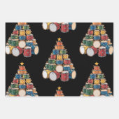 Christmas Tree Drummer Music Holiday Drum Band Inpakpapier Vel (Voorkant)
