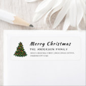 Christmas Tree Elegant Simple Return Address Etiket (Insitu)