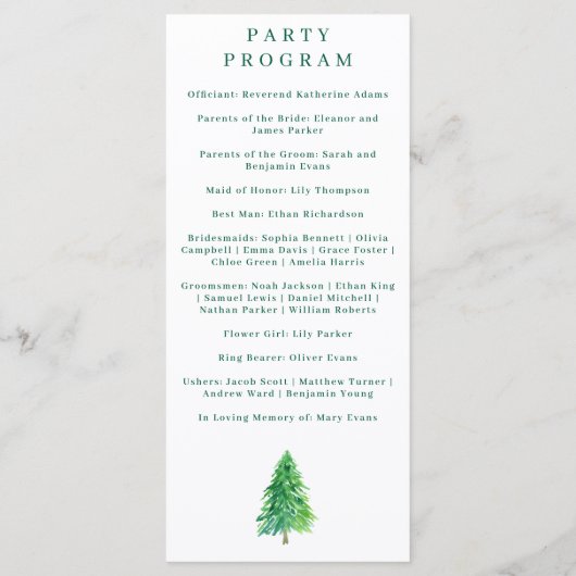 Christmas Tree | Elegant Wedding Holiday Ceremony Menu (Achterkant)