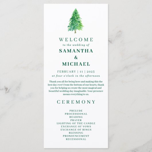 Christmas Tree | Elegant Wedding Holiday Ceremony Menu (Voorkant)