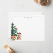 Christmas Tree English Bulldog Holiday Notitiekaartje (Voorkant / Achterkant in situ)