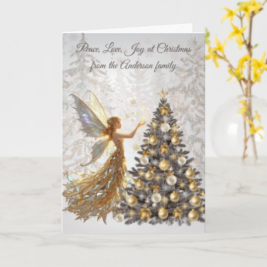 Christmas Tree Family Photo Greeting Card Kaart (Gele Bloem)