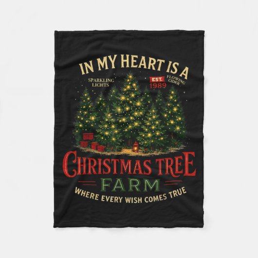 Christmas Tree Farm In My Heart Holiday Forest Gif Fleece Deken (Voorkant)