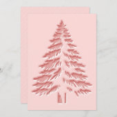 Christmas Tree Faux Embossed Distressed Chic Pink Feestdagenkaart (Voorkant / Achterkant)