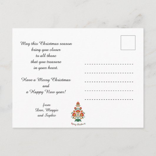 🎄 Christmas tree folklore [red, yellow] white Feestdagenkaart (Achterkant)