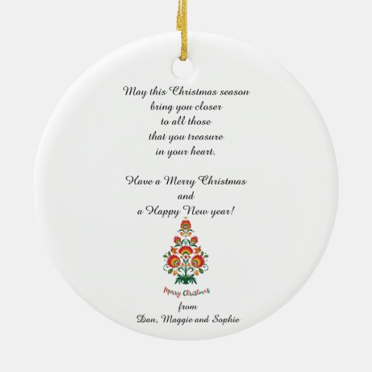 🎄 Christmas tree folklore [red, yellow] white Keramisch Ornament (Achterkant)