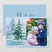 Christmas Tree Forest Waterverf Familiefoto Feestdagenkaart (Voorkant / Achterkant)