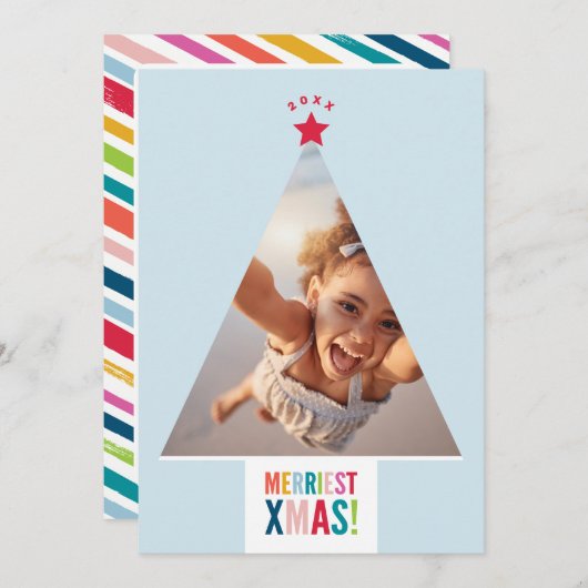 CHRISTMAS TREE frame festive fun modern minimal Feestdagenkaart (Voorkant / Achterkant)