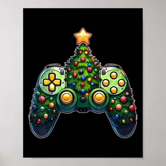 Christmas Tree Gaming Shirten Video Game Controlle Poster (Voorkant)