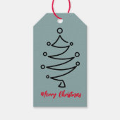 CHRISTMAS TREE GIFT LABEL GRAY BLUE MET RED CADEAULABEL (Voorkant)