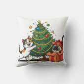 Christmas Tree & Gift Surprise Cats  Kussen (Achterkant)