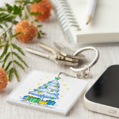 Christmas Tree & Gifts Merry Christmas Acrylic Key Sleutelhanger (Voorkant Rechts)