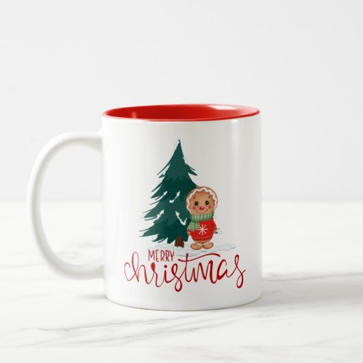 Christmas Tree Gingerbread Holiday Mug Tweekleurige Koffiemok (Links)