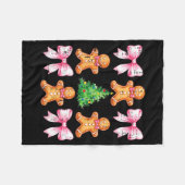 Christmas Tree Gingerbread Man Bow Pattern Xmas Gi Fleece Deken (Voorkant (Horizontaal))