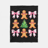 Christmas Tree Gingerbread Man Bow Pattern Xmas Gi Fleece Deken (Voorkant)