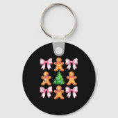 Christmas Tree Gingerbread Man Bow Pattern Xmas Gi Sleutelhanger (Voorkant)