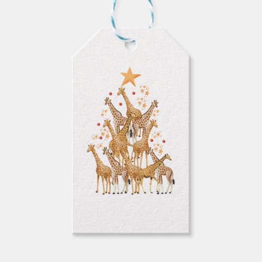 Christmas Tree Giraffes Xmas Ornaments Cute Animal Cadeaulabel (Voorkant)