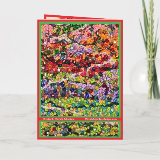 Christmas Tree glitter sparkle red green beads Kaart (Achterkant)