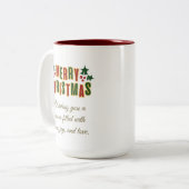 Christmas Tree Gold Glitter Modern Gift, White  Tweekleurige Koffiemok (Voorkant links)