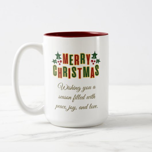 Christmas Tree Gold Glitter Modern Gift, White  Tweekleurige Koffiemok (Links)