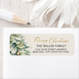 Christmas Tree Gold Script Retour-adreslabel Etiket