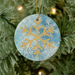 Christmas Tree - Gold Snowflake Keramisch Ornament