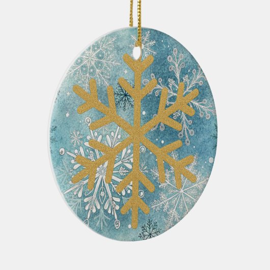 Christmas Tree - Gold Snowflake Keramisch Ornament (Rechts)