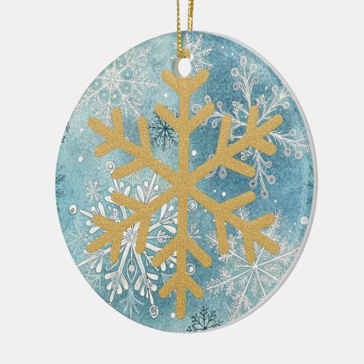 Christmas Tree - Gold Snowflake Keramisch Ornament (Links)