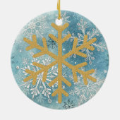 Christmas Tree - Gold Snowflake Keramisch Ornament (Achterkant)