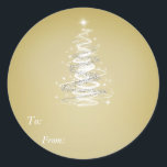 Christmas Tree Golden Sticker - Aan:, Van:<br><div class="desc">Geef je cadeaus die extra aandacht voor detail met deze prachtige kerst boom design stickers in goud. Eenvoudig te gebruiken en te personaliseren. Bestel vandaag nog!</div>