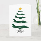 Christmas Tree Green Military Airplane Minimalist Kaart (Voorkant)