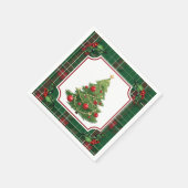 Christmas Tree Green Plaid with Holly Servet (Hoek)