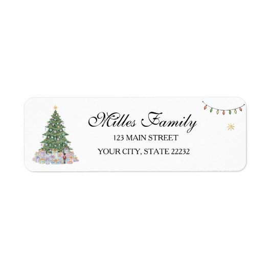 Christmas Tree Holiday Address Label (Voorkant)