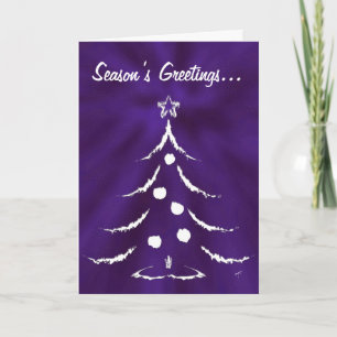 Christmas Tree Holiday Greeting Card, White/Purple Feestdagen Kaart
